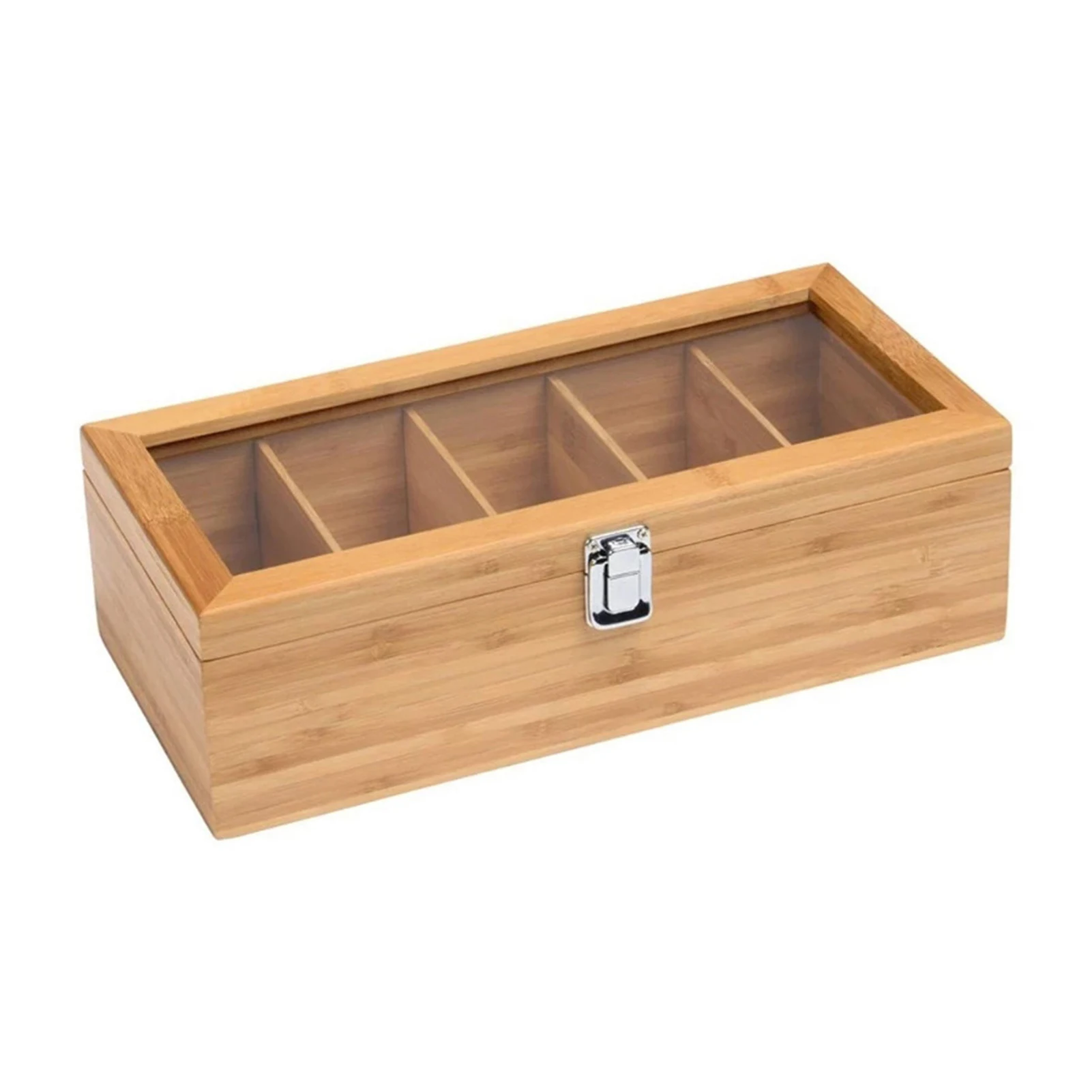 Multifunctional Bamboo System Tea Bag Jewelry Organizer Storage Box 5 Compartments Tea Box Organizer Sugar Container 5