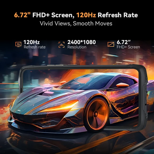 Cubot KingKong Power 3, защищенный смартфон Android 14, динамик 123 дБ, Helio G99, экран 120 Гц 6,72 дюйма, расширенная до 24 ГБ ОЗУ, 256 ГБ ПЗУ, аккумулятор 10200 мАч, камера 100 МП, NFC, 4G телефон 3