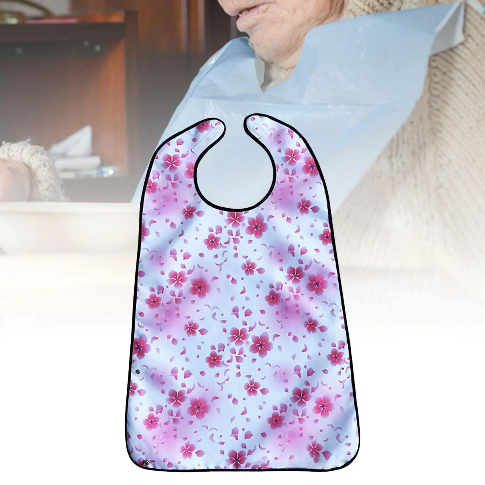 Waterproof Adult Bibs Adjustable Neck Feeding Protector Washable Polyester for Seniors Home Use