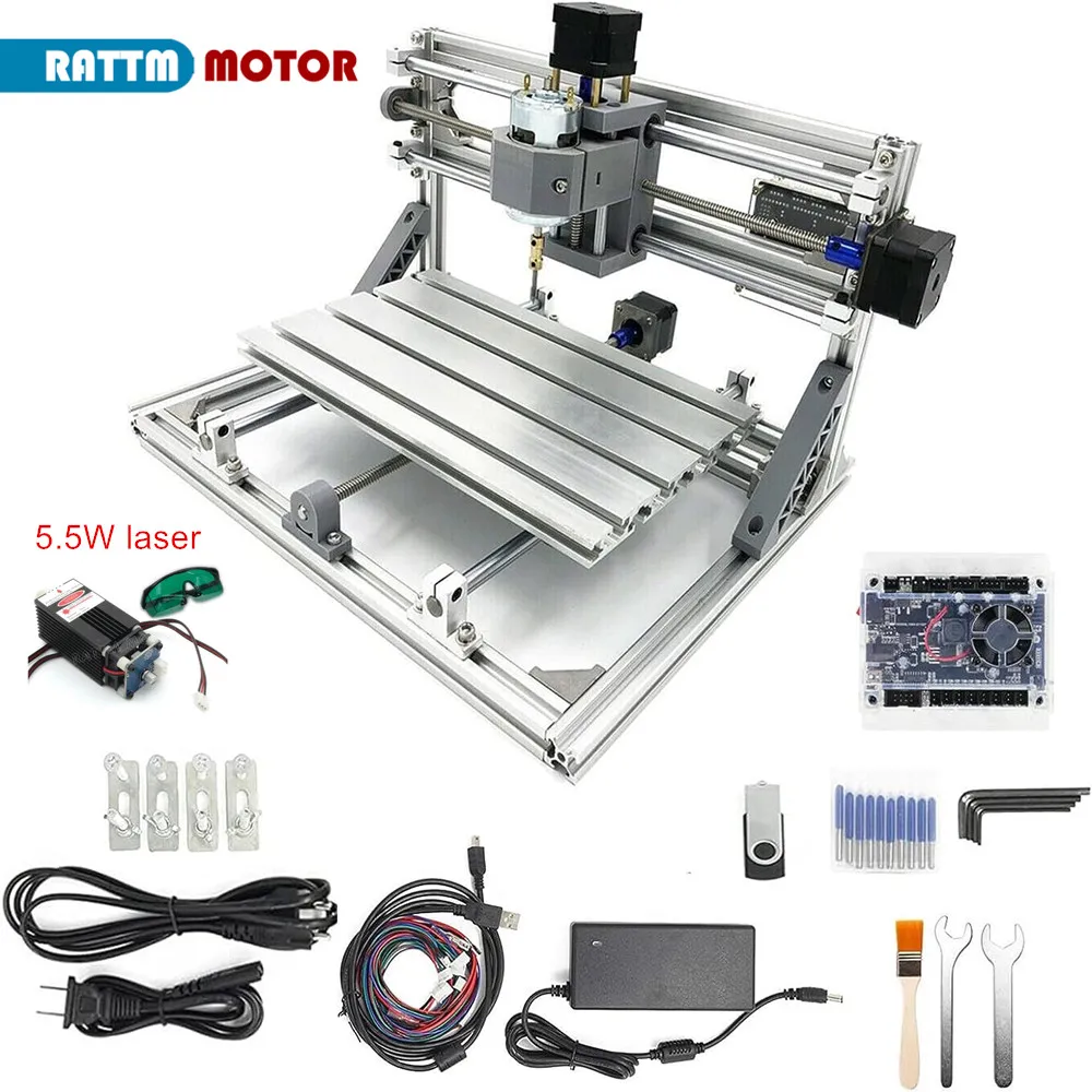 

【EU】DIY 3018 CNC 3W 5W 10W 15W 20W Laser Engraver GRBL Control 3 Axis Engraving Machine PCB Milling Machine With Controller