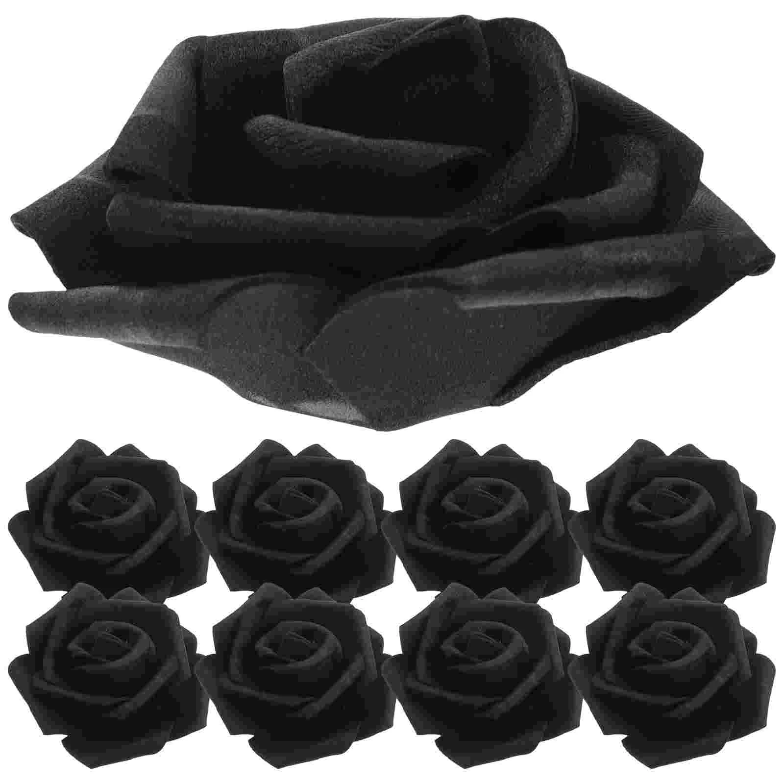 

100 Pcs Artificial Rose Fake Flower Head Black Wedding Decor Roses Flowers Bulk Bride for Table