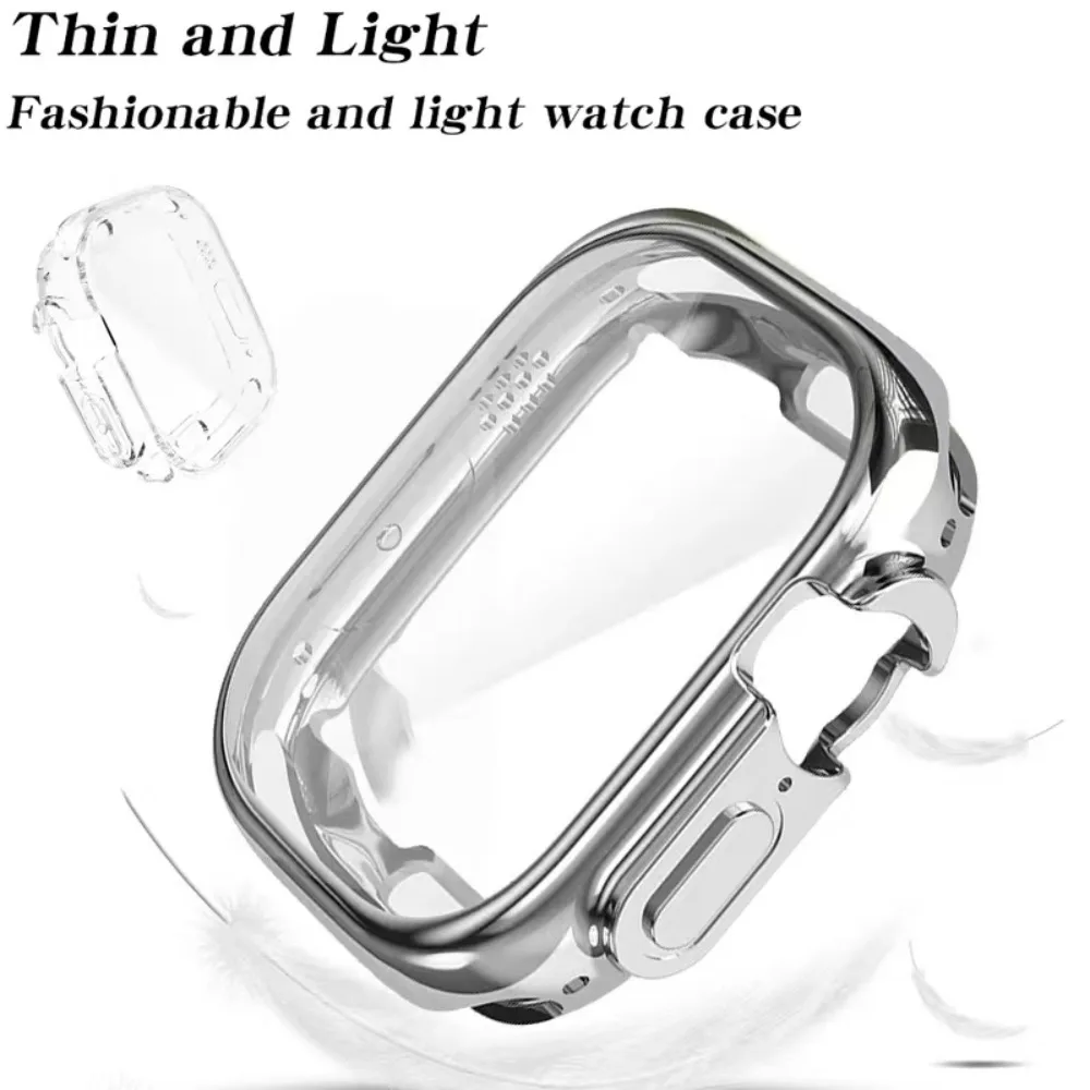 Transparent TPU Protective Case with Screen Protector for Apple Watch Ultra 49mm - Soft Bumper Cover Accessory