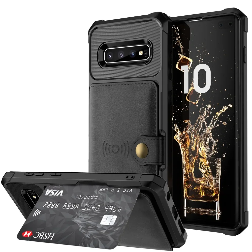 Premium PU Leather Flip Wallet Case with Photo Holder & Card Slots
