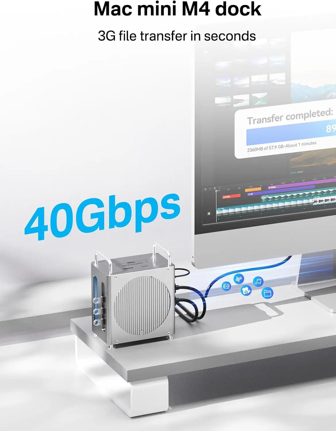 ACASIS Mac Mini M4 ドック＆スタンド 40Gpbs M.2 NVMe SSD