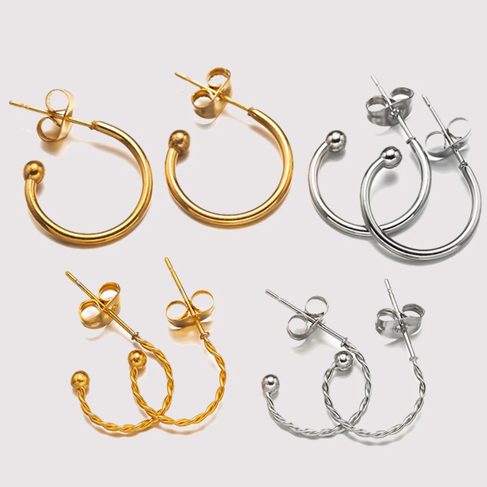 10 Stück Gold Edelstahl Half Hoop Huggie Ohrringe mit Schlaufe und Ohrmutter für Frauen DIY Schmuck Baumeln Ohrring Herstellung von Erkenntnissen