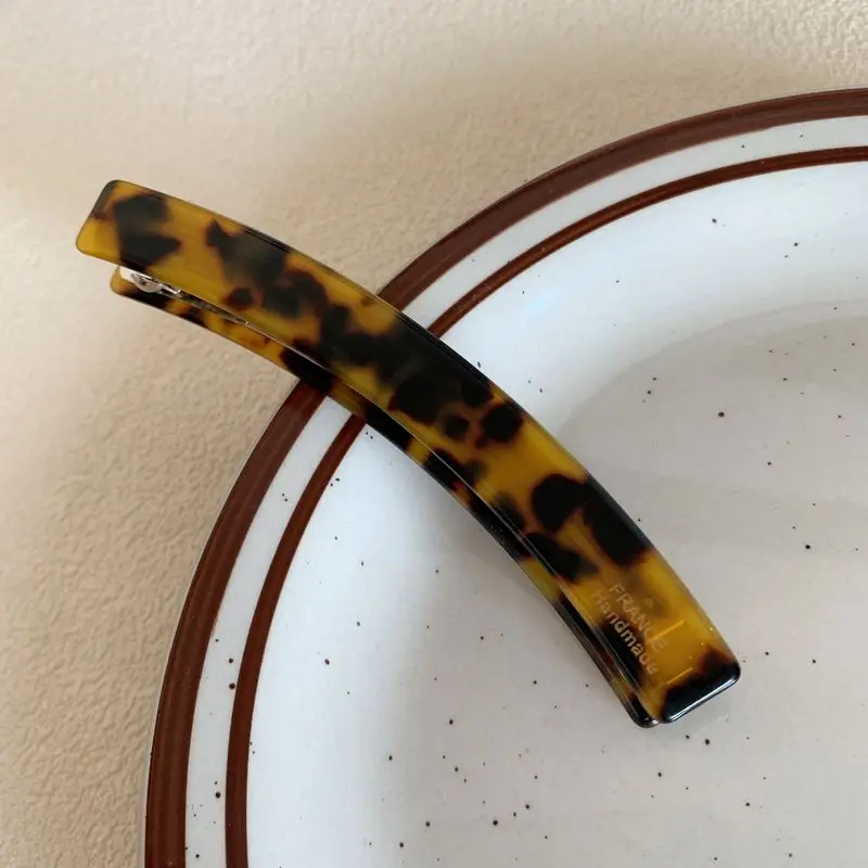 1 Stück französisches Temperament ~ koreanischer Bananenclip mit mittlerer Tinte und Leopardenmuster, einfacher vertikaler Clip, Pferdeschwanz-Clip, Haar-Accessoire – Detail 5