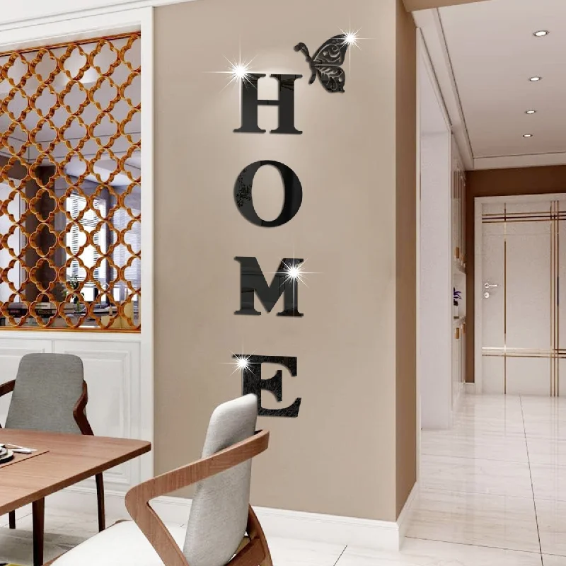 HOME family slogan acrylic 3D three-dimensional mirror wall stickers entrance decoration tile patches handmade accessory mural