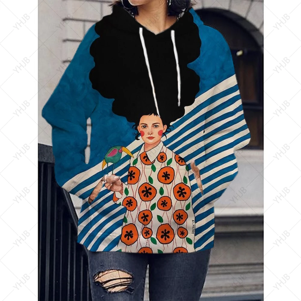 

Женская толстовка с капюшоном, пуловер, свитшот, женские худи с ретро-принтом, зимняя одежда оверсайз, свитер, Женский Топ