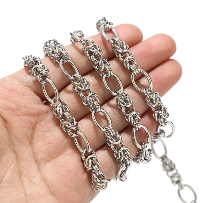 1M 10mm Width Stainless Steel Heavy Multiple Circles Chains Handmade Link Chain For Men DIY Jewelry Necklaces Making Top Quality