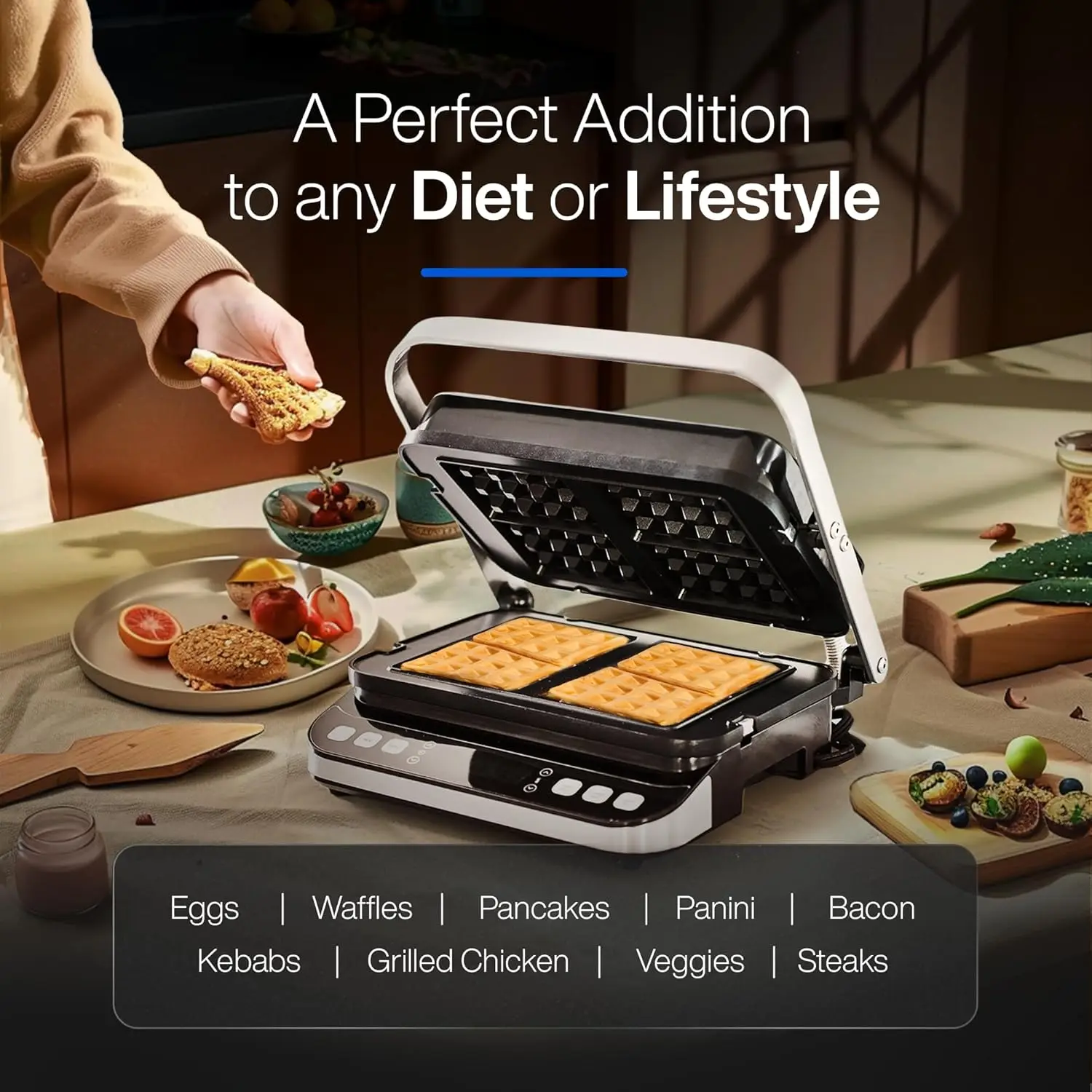 Yedi Total Package 6-in-1 Digital Indoor Grill, Waffle Maker, Panini Press, Griddle, with Deluxe Accessory Kit 6