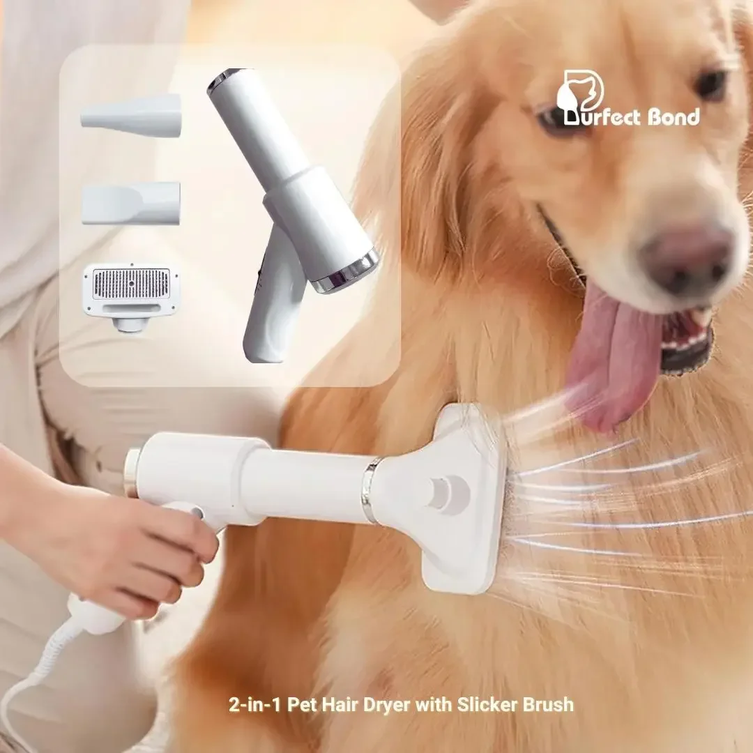 PortablePetHairDryerwithSlickerBrush3HeatSettingsOneButton