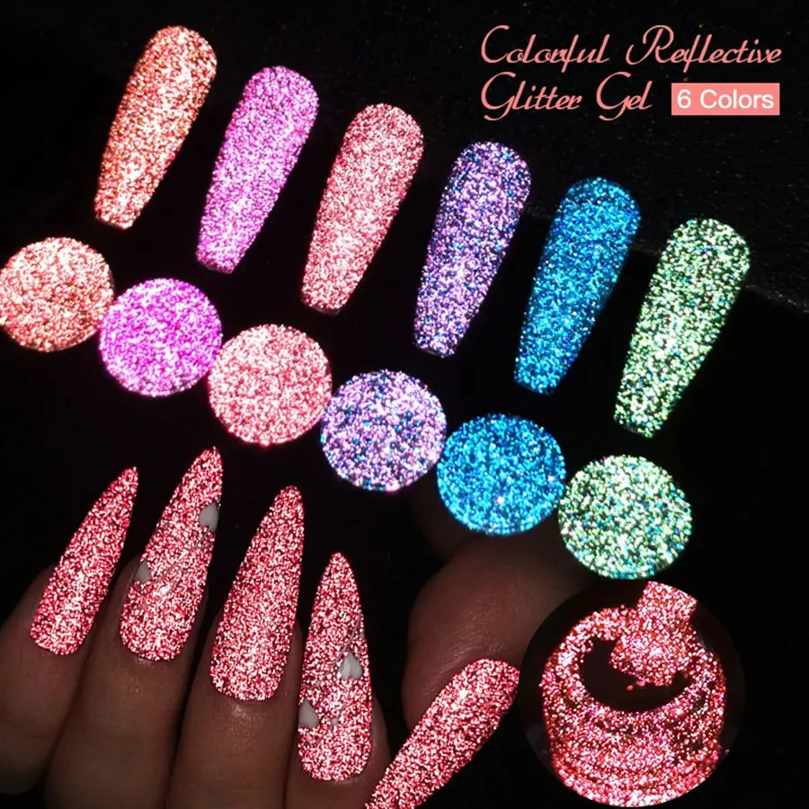 8ml Colorful Reflective Glitter Gel Nail Polish Super Flash Diamond Sparkling Painting Gel Polish Semi Permanent UV/LED Nail Gel 3