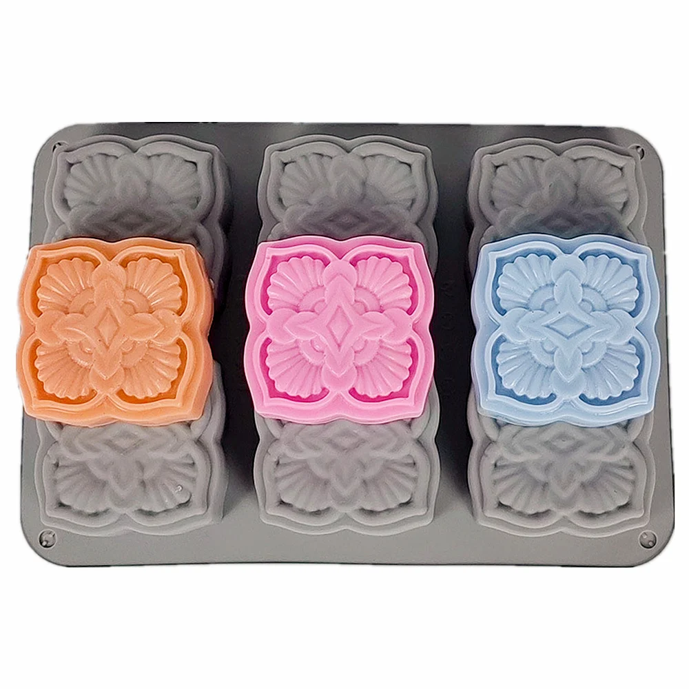 6-Cavity European Retro Floral Handmade Soap Mold DIY Chocolate Biscuit Mousse Cake Making Tool Aromatherapy Soap Candle Molds