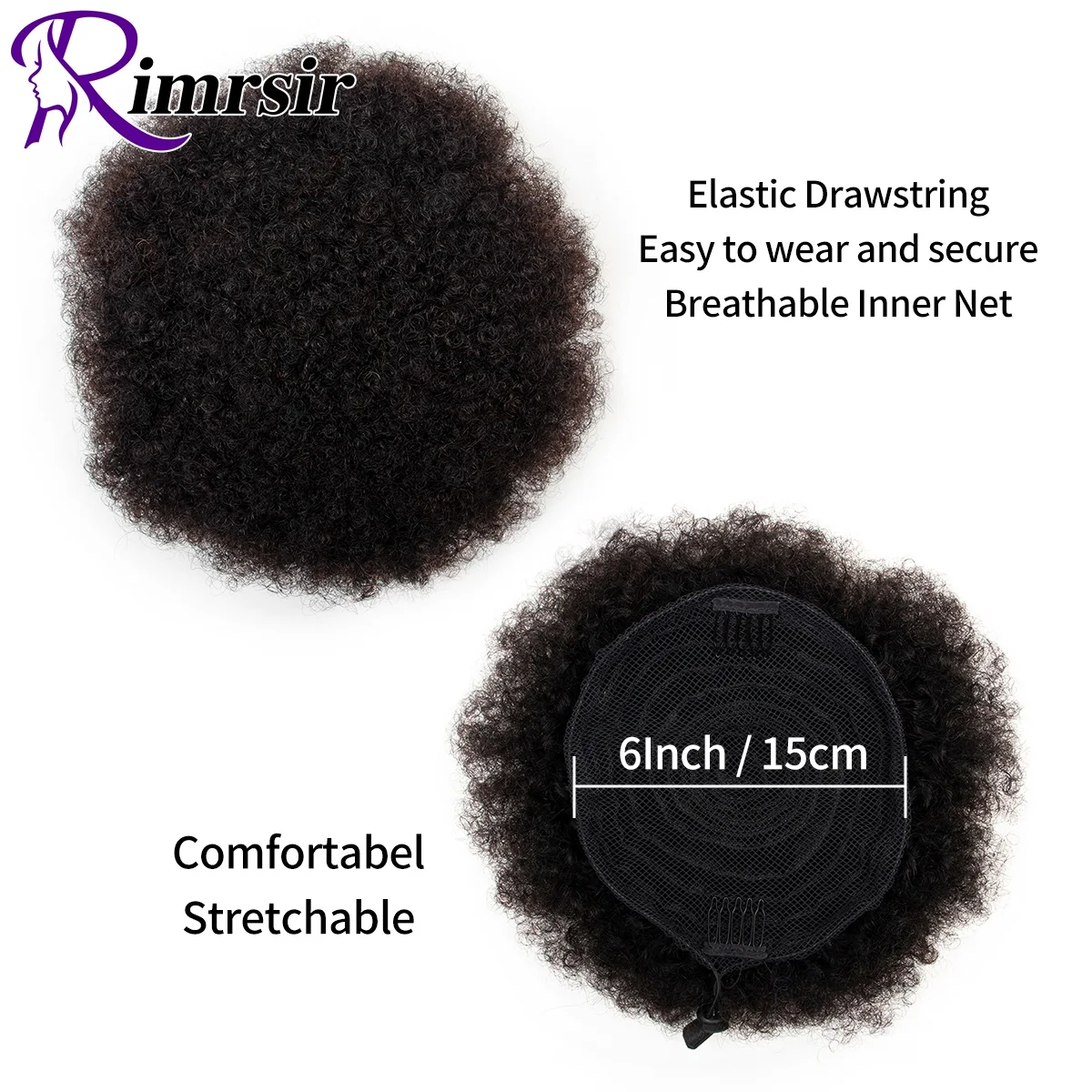 Afro Puff Ponytail Human Hair Bun Brazilian Kinky Curly Drawstring Ponytail Hair Chignon Extensions