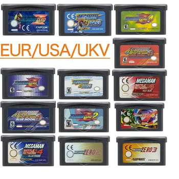 Cartuccia Giochi Mega Man GBA, Scheda Console Videogiochi 32 Bit, Mega Man Zero 1 2 3 4 Red Sun Blue Moon per GBA SP