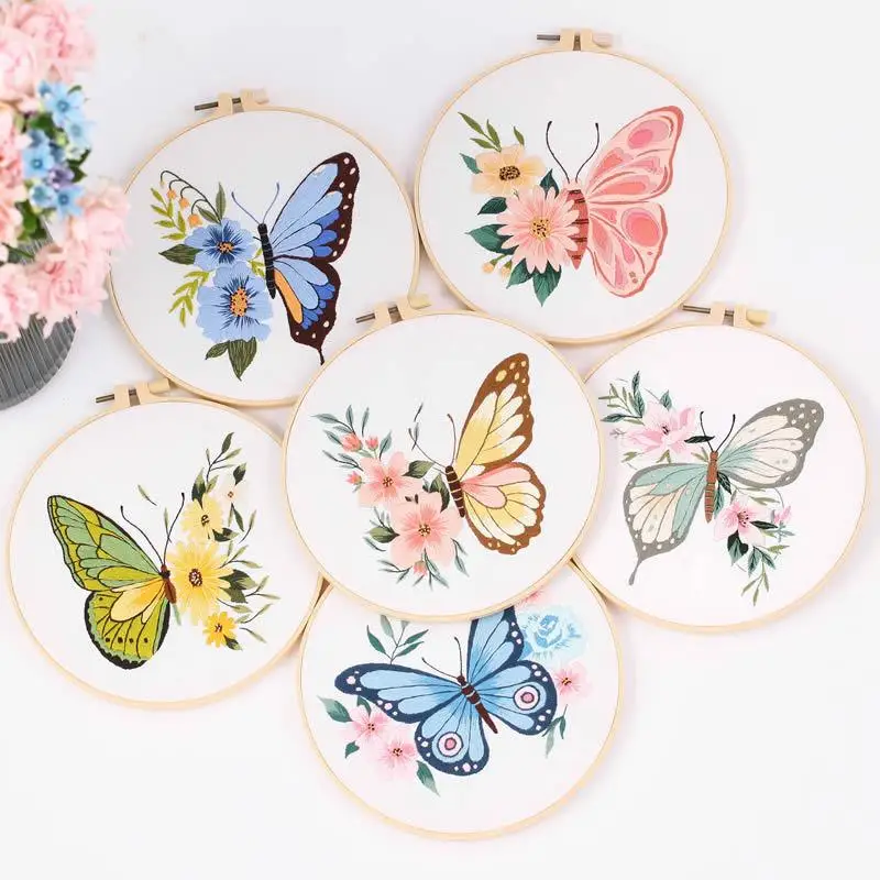 

Creative Diy Butterfly Pattern Embroidery Material Pack Needlework Tool Beginner Cross Stitch Kits Sewing Crafts Sets