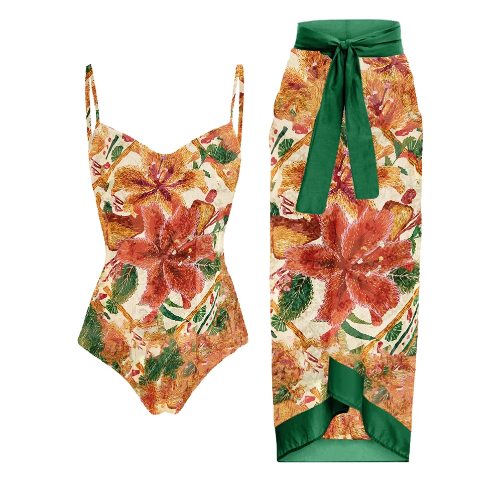 One Piece Swimsuit Kimono Swimsuit Kimono Set Swimwear Kimono Swimsuit Retro Print