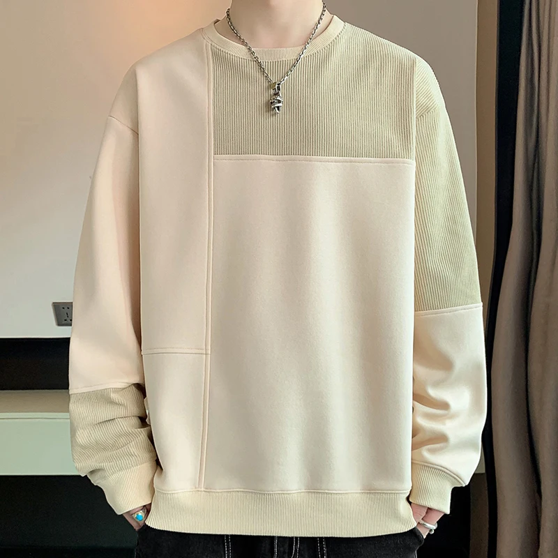 

Верхняя одежда, осень и зима, новые мужские повседневные однотонные свитшоты, Дизайнерские однотонные трикотажные свитшоты с карманами, модель 2024 W163
