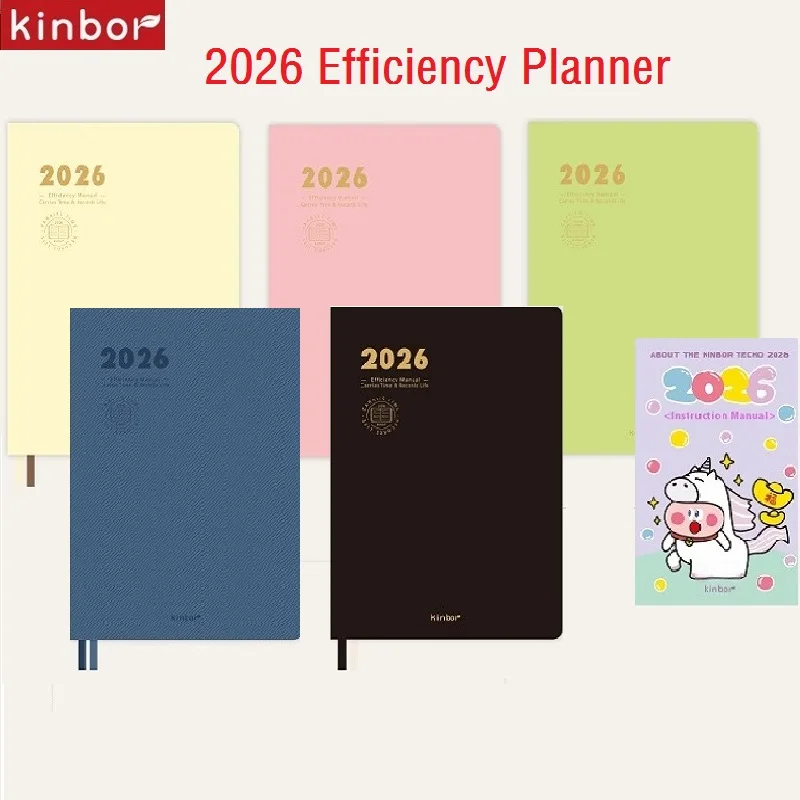 Kinbor Planner 2026 All Seriesl 노트 일일 월간 연간 작업 일정 주간 계획/효율성 도서/타임라인/8 그리드 계획