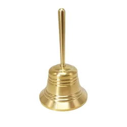 Vintage Solid Brass Hand Bell with Crisp Sound and Polished Finish (Brass - L)