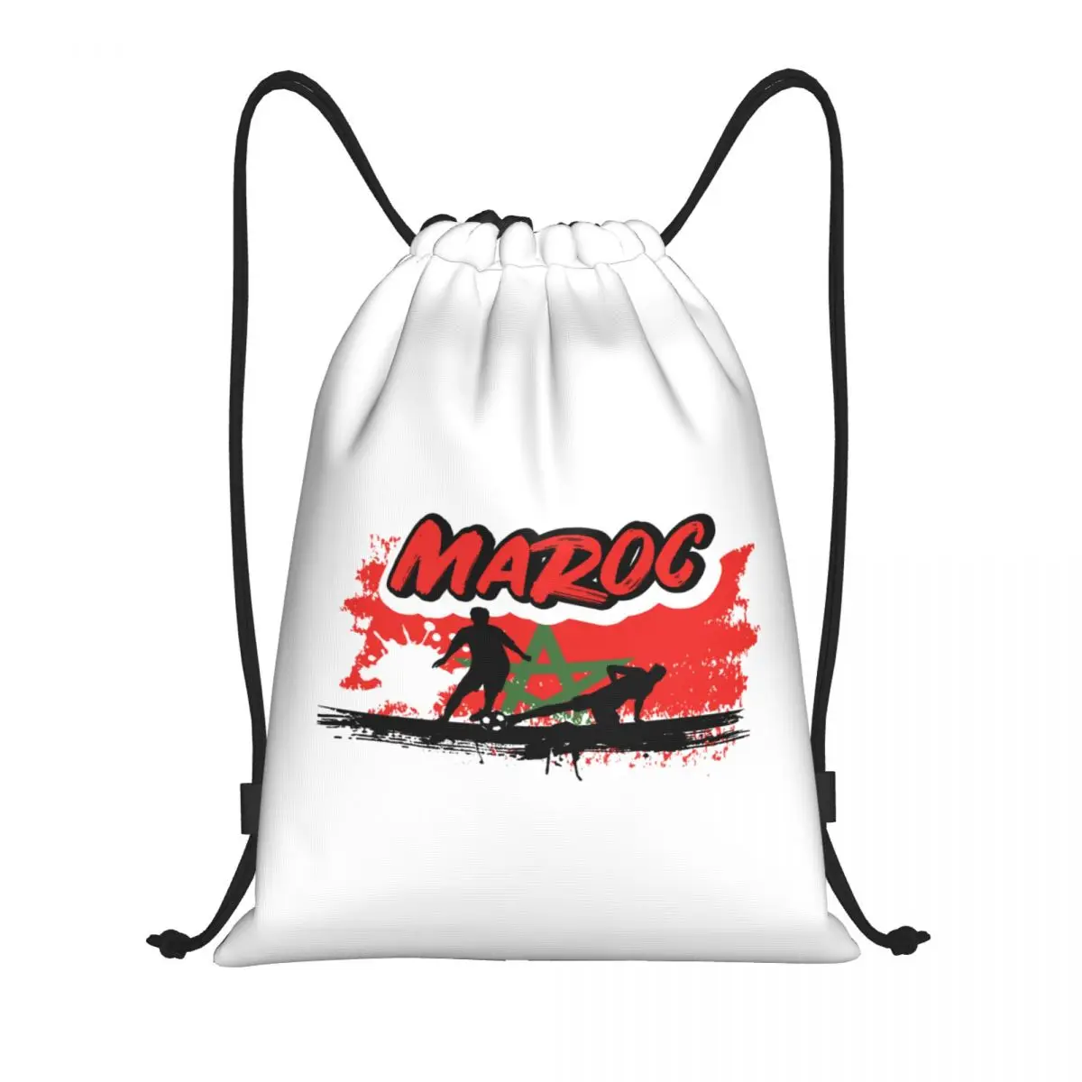 

Morocco Soccer Drawstring Backpack Women Men Sport Gym Sackpack Portable Moroccan Football Shopping Bag Sack