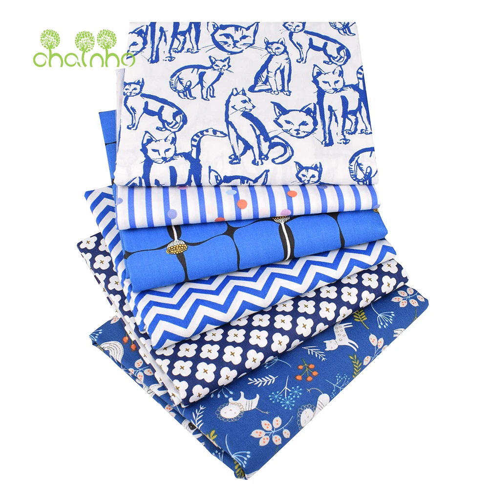 Chainho,Printed Twill Weave Cotton Fabric,DIY Sewing Quilting Material,Patchwork Cloth,6 Designs Cats Series,2 Sizes,15C328