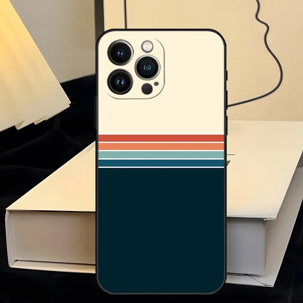 Retro Stripes Pattern Shockproof Silicone Phone Case Cover