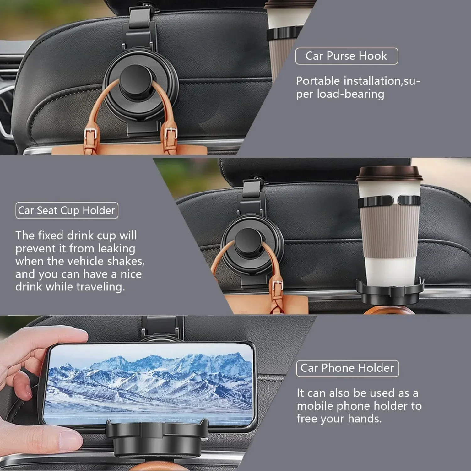 ABS Car Seat Hook with Cup Holder for Vehicle Headrest