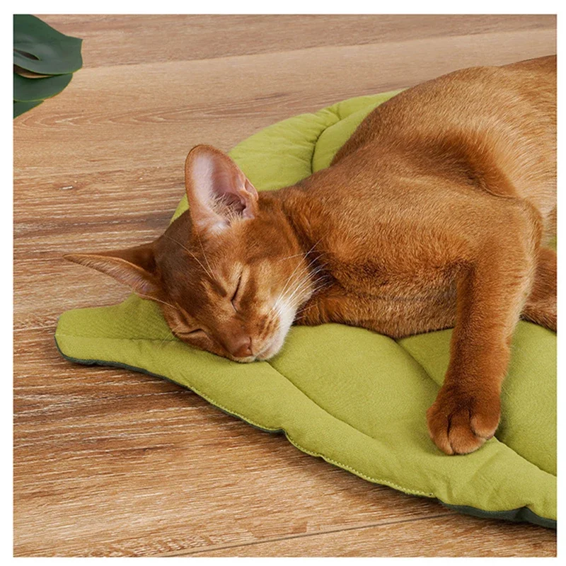 Cat Bed Mats Soft Cotton Leaf Shaped Kitten Cat Puppy Dog Bed Mat Sleep Blanket Home Pets Double Sided Pad Floor Rugs Washable 5