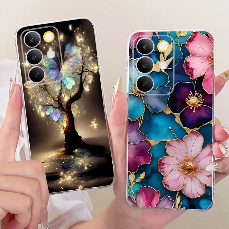 Stylish Flowers & Butterfly Painted Soft Slim Phone Case