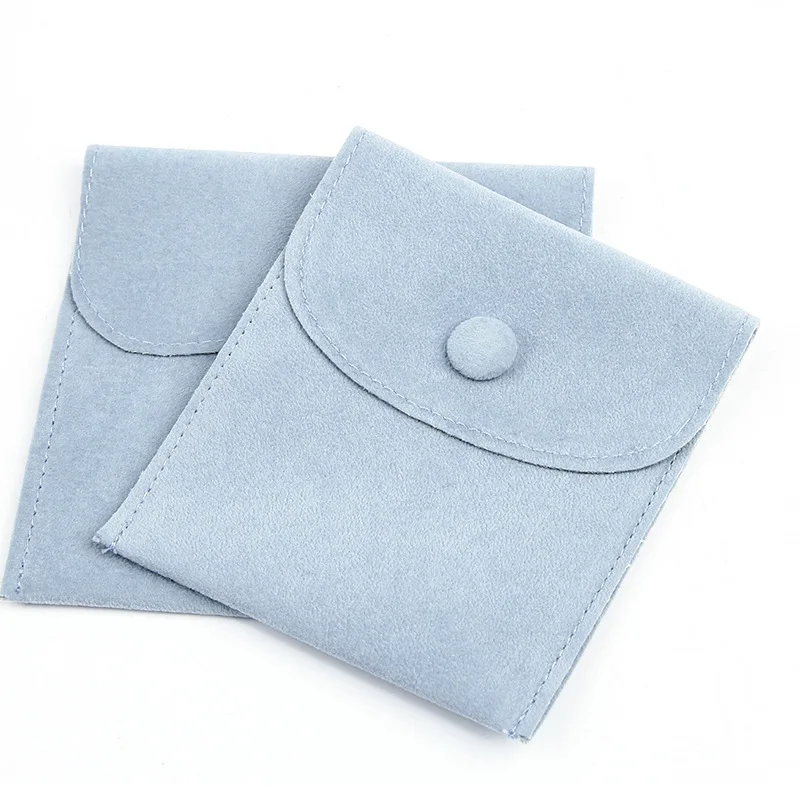 Eco-Friendly Thickened Soft Snap Velvet Jewelry Pouch Earring Ring Anti-Scratch Gift Bag for Jewelry Store Retail Packaging