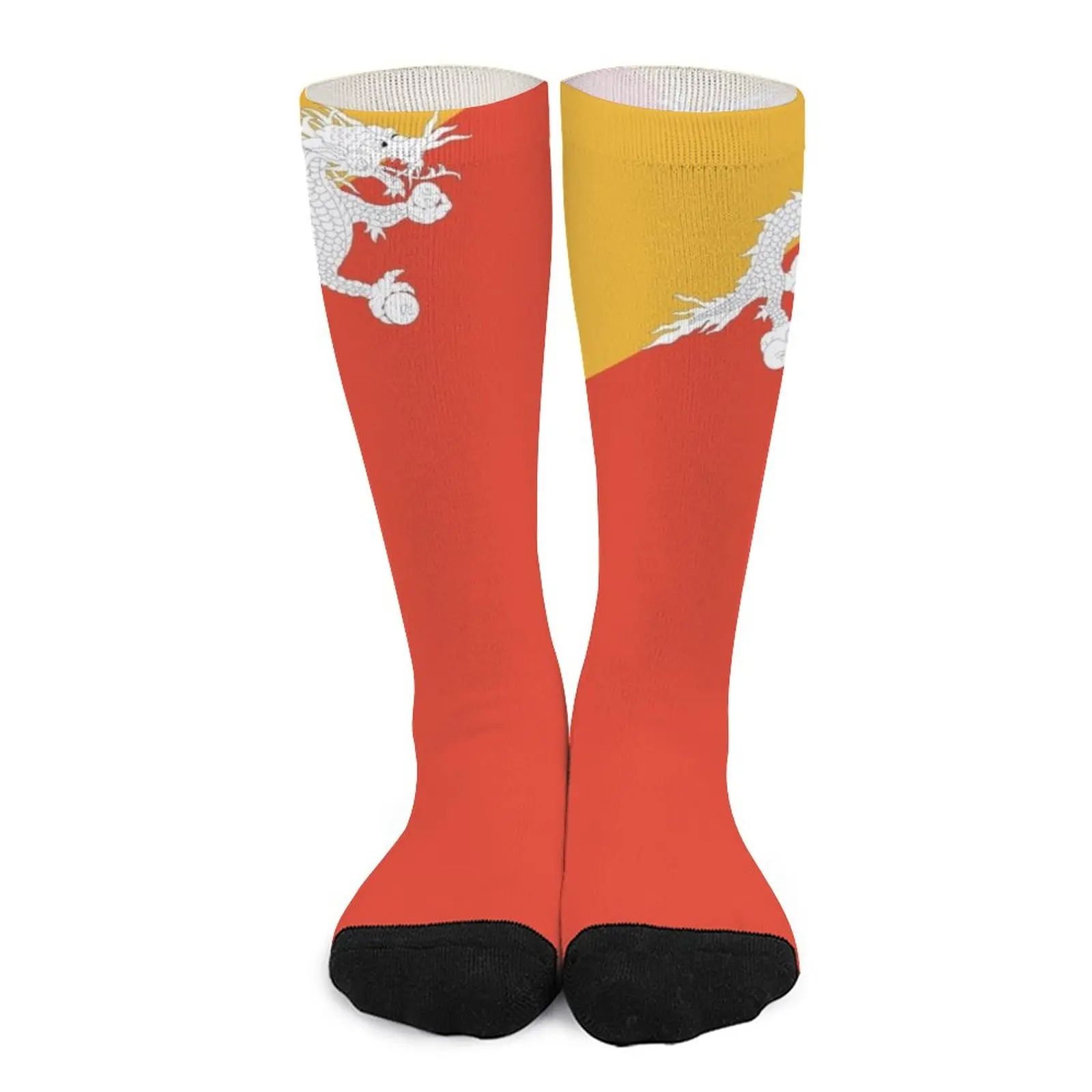 Flag of Bhutan Socks Antiskid soccer socks sports and leisure moving stockings Women's socks high 2 pcs signal flag traffic flags sports game referee polyester cotton waving for racing