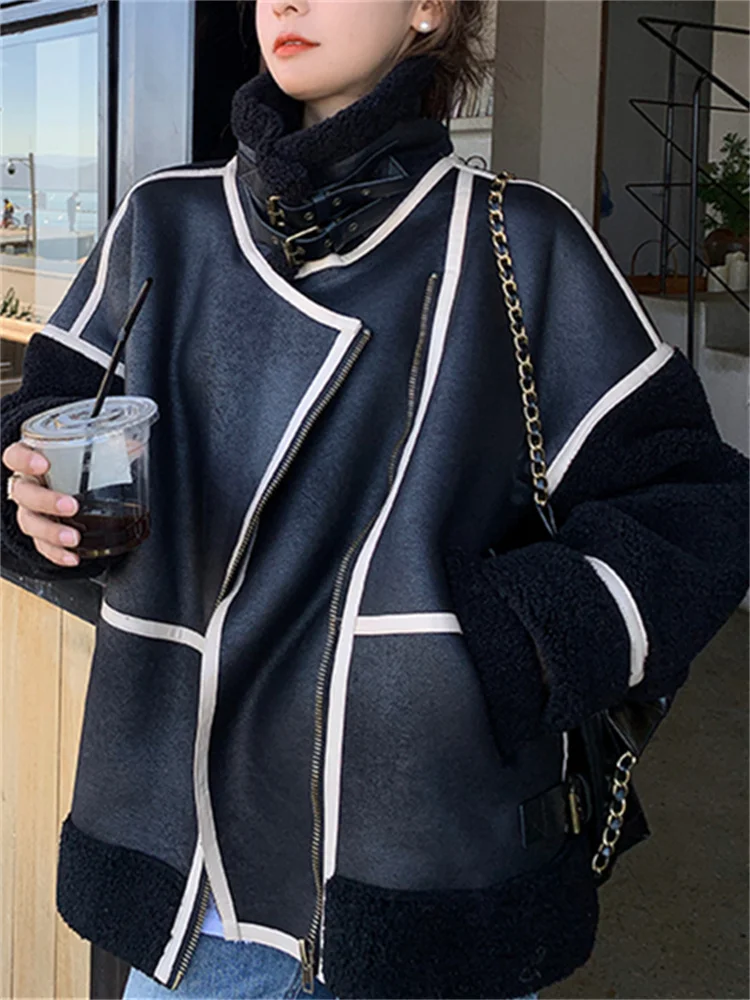 Blouson d'équitation confortable noir à col rabattu pour femme • Mon