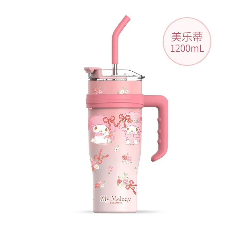 1200ml Sanrio Kuromi Thermos Bottle Cute Hello Kitty Sippy Water