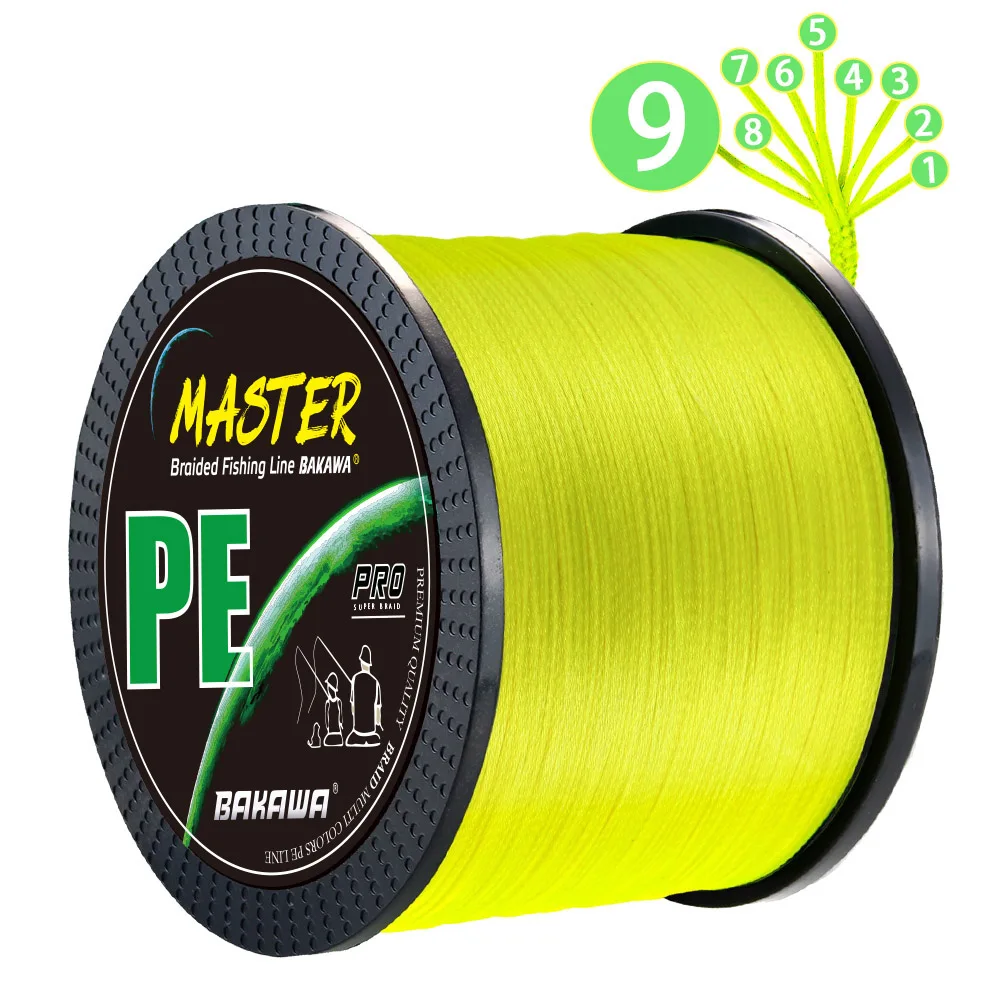 BAKAWA 9 Strands 1000M 500M 300M 100M Braided Fishing Line Carp