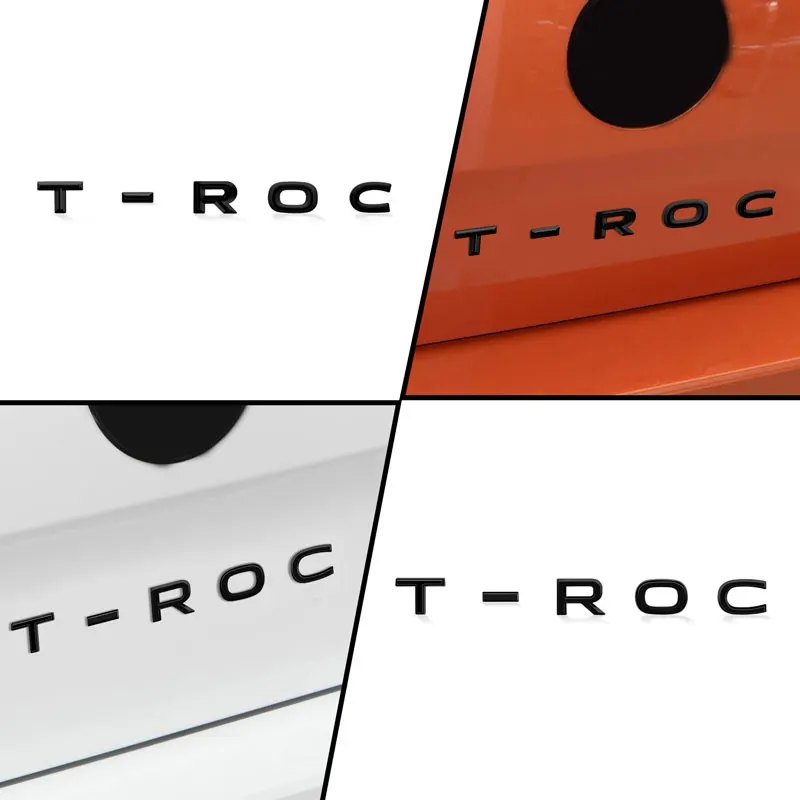 폭스바겐 TROC T-ROC 로고 자동차 액세서리용 자동차 장식 3D ABS 크롬 자동차 트렁크 엠블럼 배지 스티커