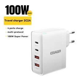 Essager 100W GaN USB - C Fast Charger with US/KR Plug - EU Plug White