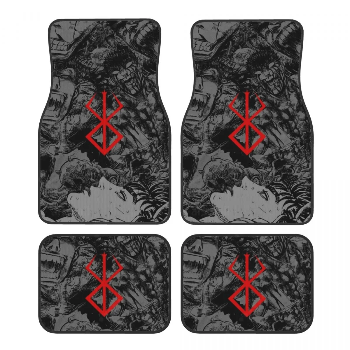 سجادة أرضية مطاطية أمامية وخلفية شديدة التحمل من Anime Berserk لحماية أرضية السجاد تناسب معظم المركبات