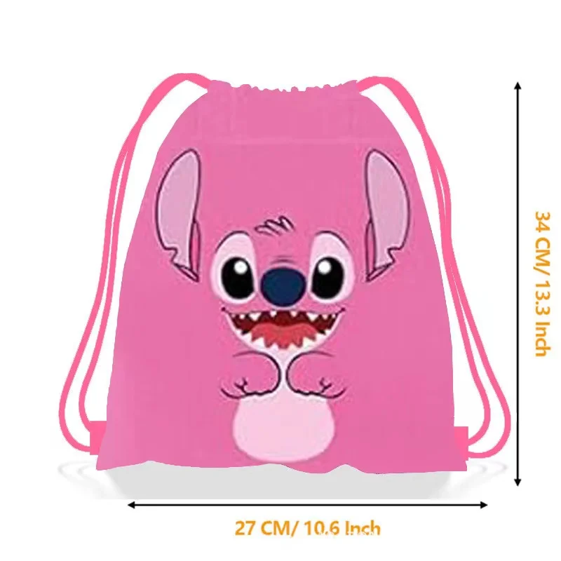 thumbnail image 1 of 5/30 piezas Disney Pink Lilo Stitch Theme Bolsa de cordón no tejida con tema Lilo & Stitch Bolsa de regalo para fiesta de cumpleaños para niño y niña Suministros para baby shower, 1 of 5