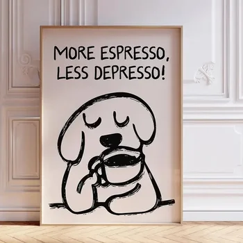 Retro Espresso Depresso Wall Art, Framed