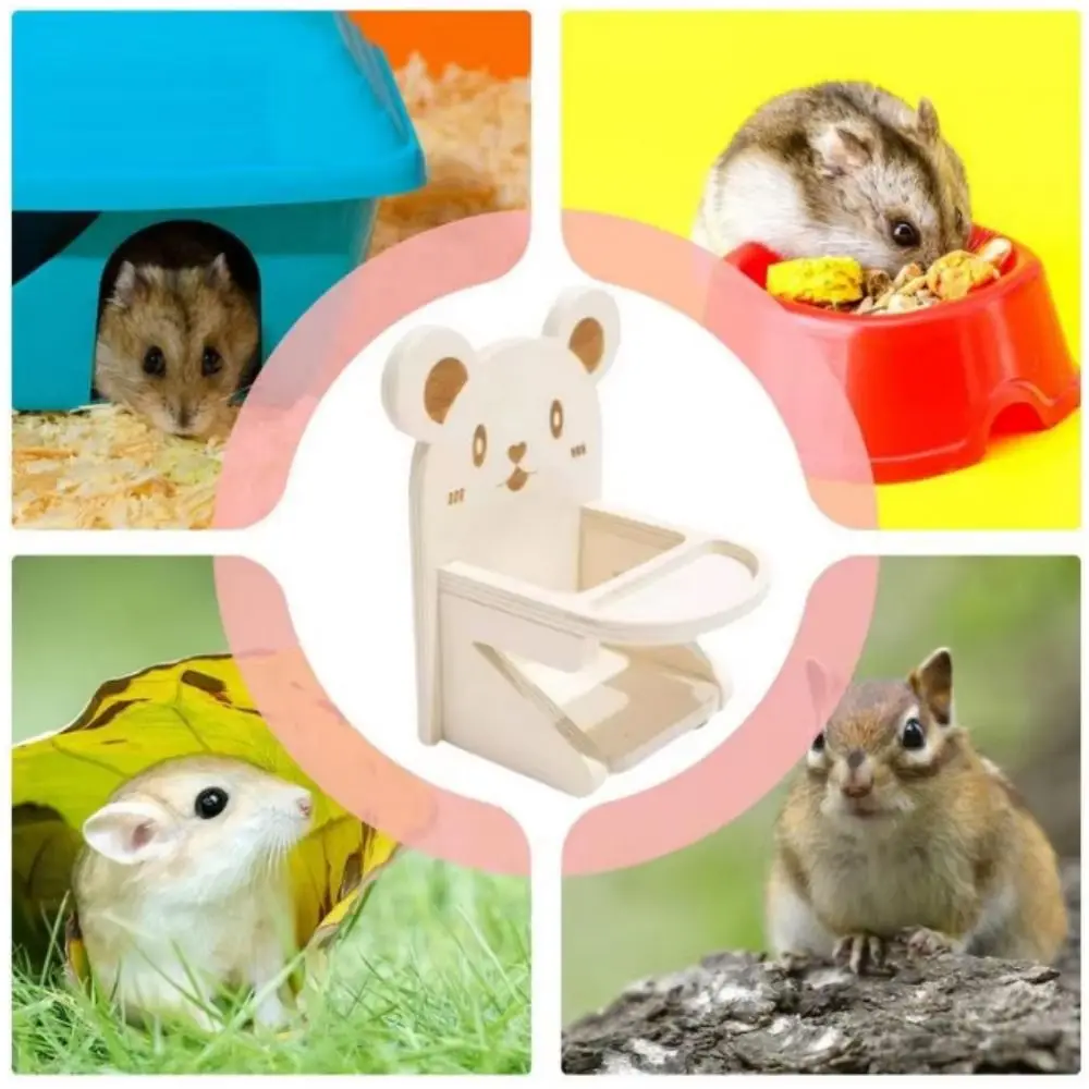 Hedgehog Chair Wooden Hamster Dining Chair With Tray Handmade Cage Photo Props Habitat Decor For Hedgehog Fun Toys
