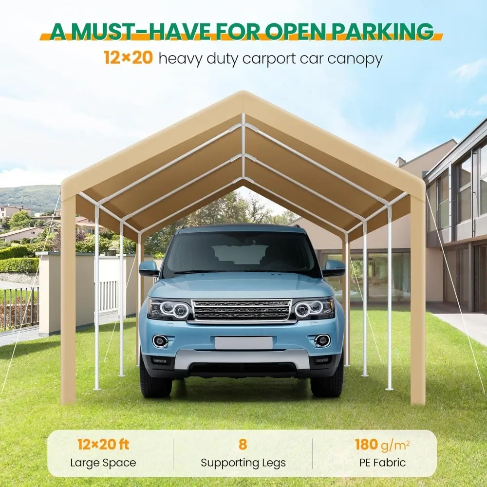 NEW-Carport Canopy 12x20 Heavy Duty Portable Garage 2.0, Car Canopy Car Tent Upgrade Waterproof & UV Protected with Built-in San