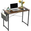 AluminumOak Finish Writing Desk,With USB PortComputer Desks Small Office Desk40Inch Writing Desks with Storage Bag ,Wooden Desk 1