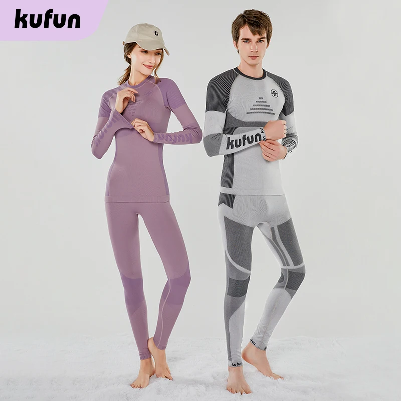 Kufun 스키 이너 웨어 속옷, 속건성 겨울 스포츠, 남성 스노보드 보온 여성 피트니스 러닝 성인 타이트 셔츠 재킷
