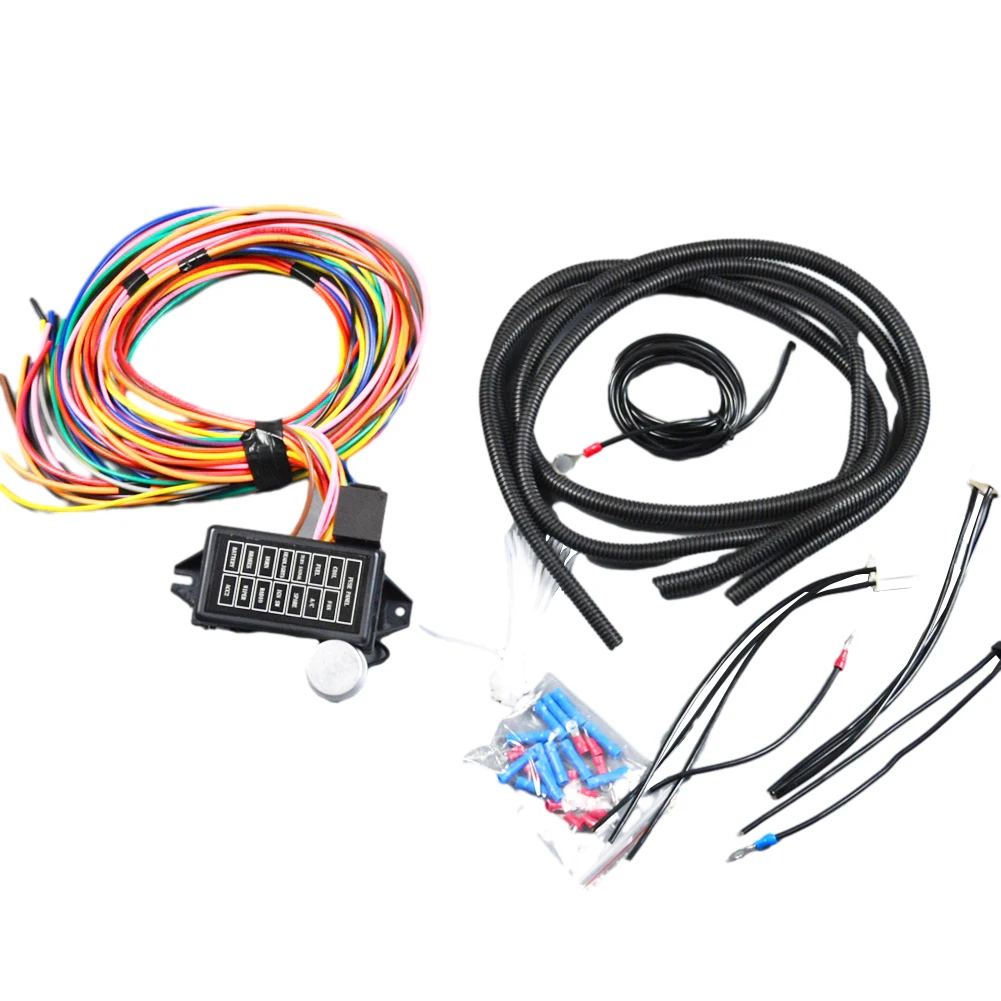 

Durable Car Wire Harness Muscle Circuit Fuse Auto Fuse Box Assembly Black Fits Most Car Models Fuse Box Relay 12V