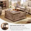 Farmhouse Lift Top Coffee Table with Storage Rustic Square Center Table Hidden Compartment Easy Assembly Durable Wood Design 4