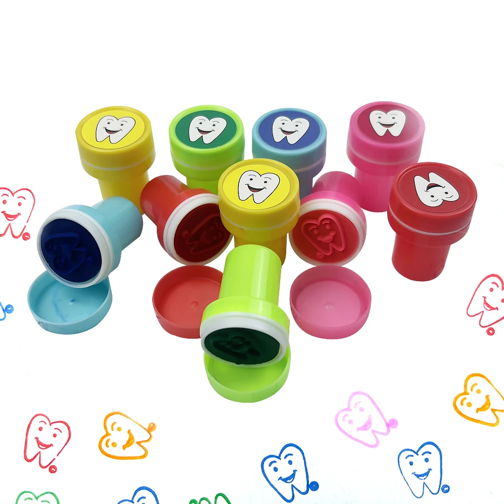 10Pcs/box Cute Dental Tooth Shape Cartoon Stamp for Kids Children Stamper Dental Clinic School Student Reward - Image 2