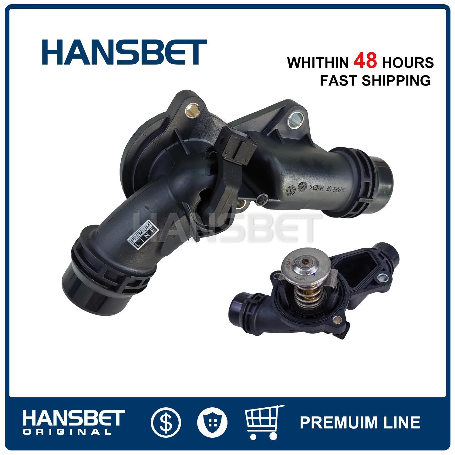 Engine Thermostat Housing Assembly 11531437040 For BMW E46 E39 X5 X3 Z3 Z4 325i 330i 525i 530i 528i Z4 HANSBET