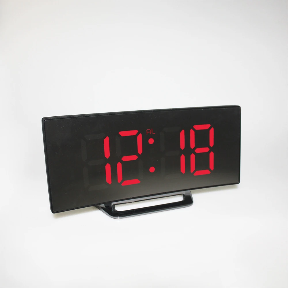 Table Digital Alarm Clock Electronic Led Screen Curved 7 Inch Large