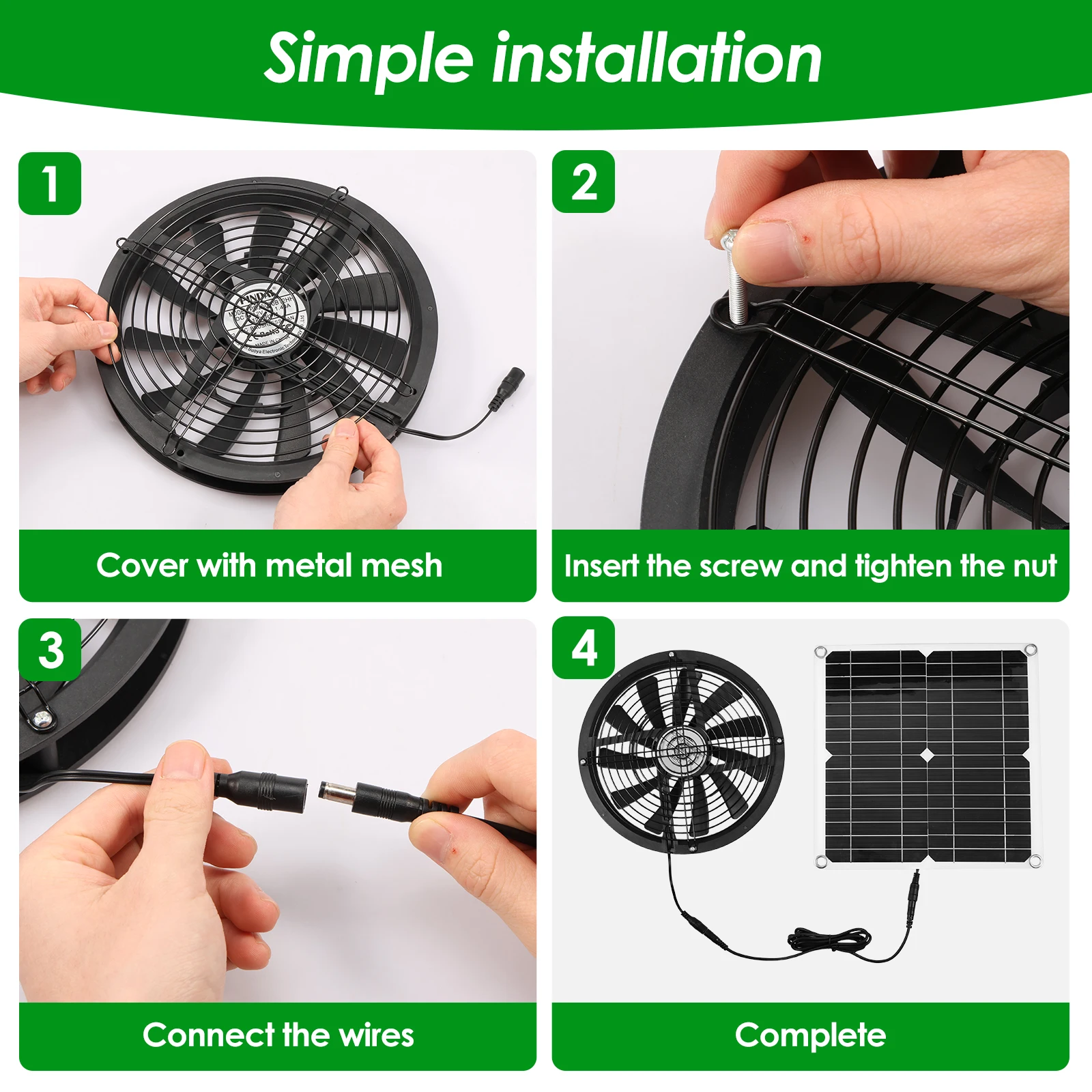 Waterproof Solar Powered Exhaust Fan Kit for Chicken Coop Greenhouse
